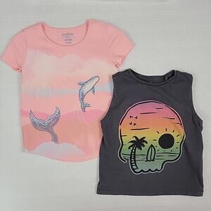 Cotton On OshKosh Girl's Ocean Whale Surf Shirt and Tank Bundle 4T | 4